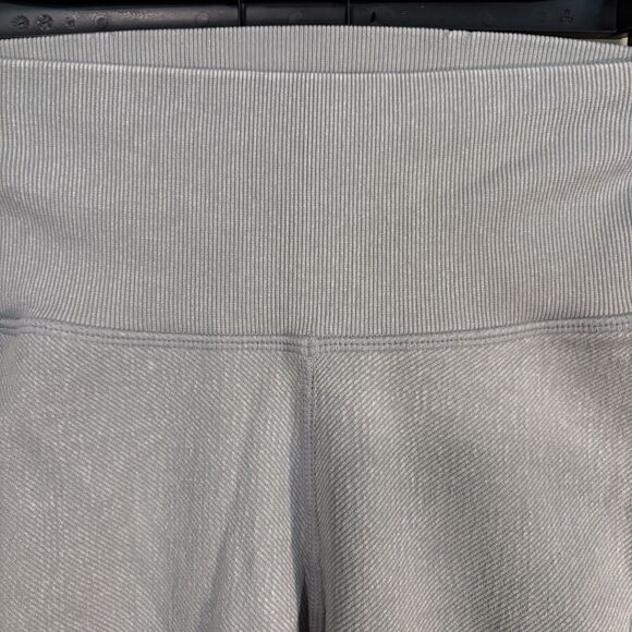 Aerie Offline Moto Light Gray leggings ribbed denim design XXS high waist capri - Picture 9 of 13